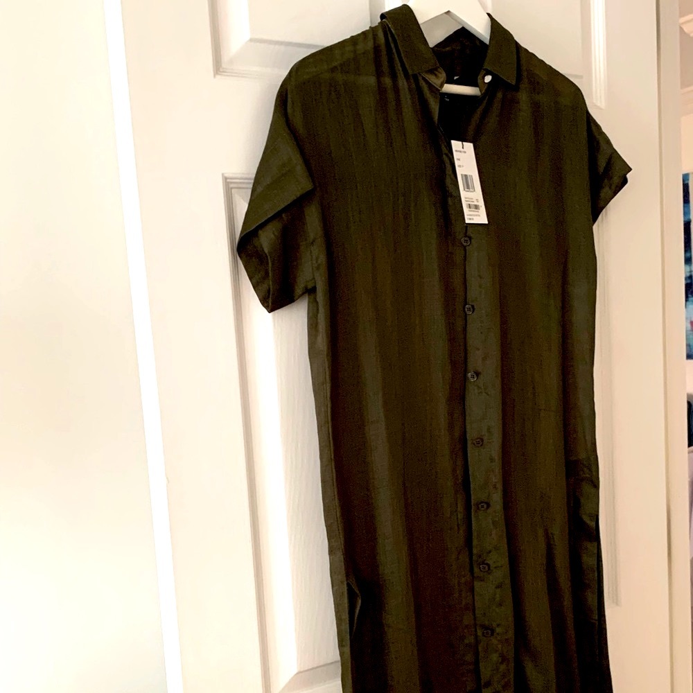 New Lafayette 148 Green Linen Duster.